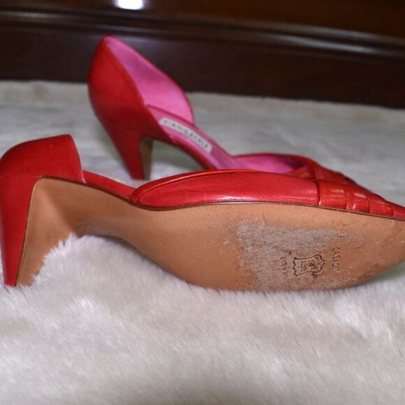 Casadei Red Patent Leather Kitten Heels Pointed Toe Vintage Designer 8.5/7 - Picture 6 of 14